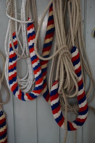 Close up of rope pulls